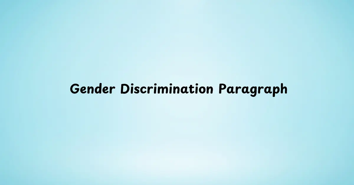 Gender Discrimination Paragraph